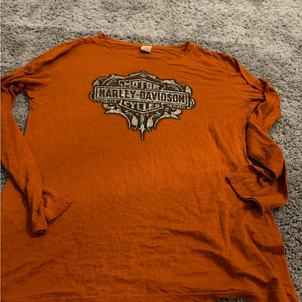 Harley-Davidson Orange Long‎ Sleeve Tee